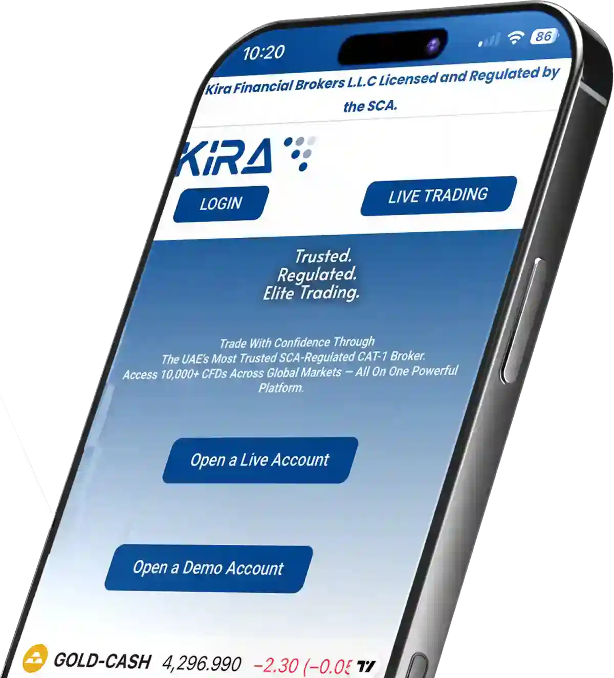 Kira Financial Trading App Interface